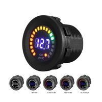 Voltmeter tegangan Digital LED DC 12V, Voltmeter warna-warni untuk berkemah