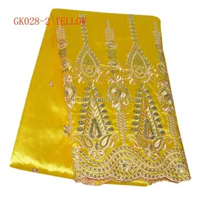 GK028-2 yellow embroidery velvet george wrappers george clothes fabrics