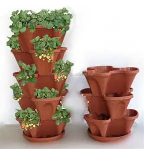 Pot de fleurs empilable en plastique, jardinière de jardin, Pot de fleurs, intérieur et extérieur, 3 pots de culture