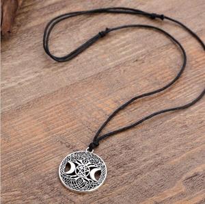 Collier Triple Déesse <span class=keywords><strong>de</strong></span> <span class=keywords><strong>la</strong></span> Lune, Collier Amulette en Forme d'Étoile Wicca, Collier Arbre <span class=keywords><strong>de</strong></span> Vie Lune pour Femmes, Pendentifs Vintage - Product Image 3