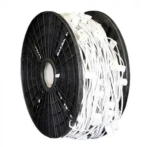 Patio String Lights E12 250 Ft 6'' Spacing White Wire C7 E12 Socket Patio Christmas String Lights On Real Spool