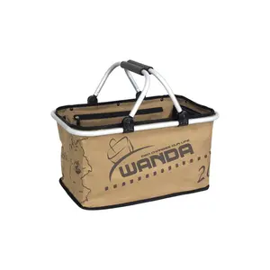 Double aluminum handle tote folding shopping basket