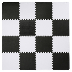 Carreaux <span class=keywords><strong>de</strong></span> <span class=keywords><strong>Sol</strong></span> autobloquants, 16 Tuiles (16 tuiles = 16 pi. Ca) EVA Mousse <span class=keywords><strong>Tapis</strong></span> <span class=keywords><strong>De</strong></span> Puzzle avec Bordures-Noir et <span class=keywords><strong>Blanc</strong></span> - Product Image 4