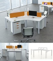Station de travail triangulaire en bois de mélamine, 3 places, table d'ordinateur, bureau modulaire, 120 degrés