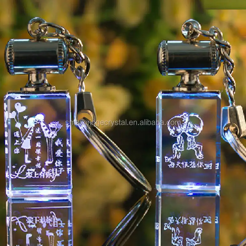 Wholesale Customization K9 Led Light 3d laser crystal keychain
