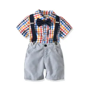 2018 การออกแบบใหม่ boy romper ขายส่ง 0-2 ปีเด็กชุดกับ bow tie