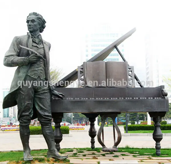 Personalizable venta directa de fábrica Famoso tamaño de la vida de alta calidad Estatua de bronce Escultura Tamaño real Estatua de Beethoven Escultura