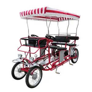 Kiralama kullanımı aile eğlence 4 tekerlekli 4 kişilik elektrikli Quadricycle Surrey Velo bisiklet satılık