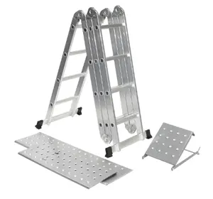 中国制造的 4 折铝合金多功能梯级梯子紧凑折叠梯级价格铝制梯梯