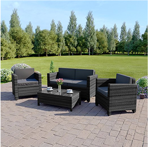 4 posti <span class=keywords><strong>giardino</strong></span> <span class=keywords><strong>esterno</strong></span> Rattan Patio Set stile minimalista poltrona e tavolino per alberghi cortile magazzini - Product Image 5
