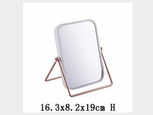 Miroir de maquillage de bureau rond contemporain rotatif plaqué or rose pour usage cosmétique - Product Image 5