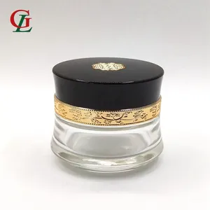 30g豪华面霜玻璃容器罐，带竹盖化妆品包装1盎司方形玻璃香料罐木制玻璃D58 * h 50毫米