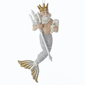 Resin Neptune Sea King Merman Christmas Ornament