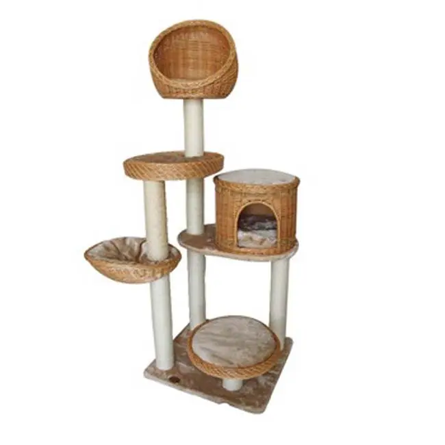 New pet products sisal cat scratcher tree with wicker material
