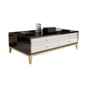 Stainless Coffee Table Italy Luxury Design Living Room Furniture End Table Multifunction Side Table with Drawers