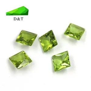 Princess cut 3x3mm olive loose gemstone square shape 100% natural green color natural peridot for jewelry making