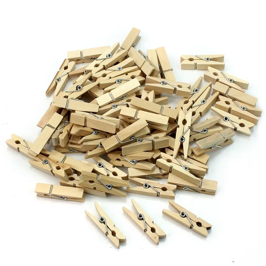 Wholesale 30mm Mini Natural Wooden Clips For Photo Clothespin Craft Decoration Clip Pegs