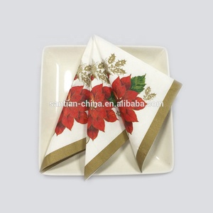 Santian กระดาษเช็ดปากสำหรับงานค๊อกเทลขนาด25X25Cm & 33X33Cm กระดาษเยื่อไม้บริสุทธิ์3ชั้นแพ็คผ้าเช็ดปากพิมพ์ลายสีสันสดใส