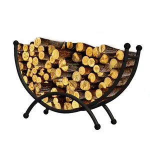 Fire Wood Log Rack for Fireplace Heavy Duty Firewood Pile Storage Racks for Patio Deck Metal Log Holder Stand Tubular Steel