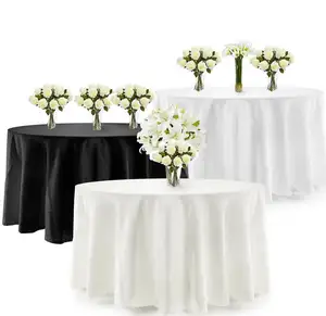 90" 108" 120" hochwertiges polyester schwarz weiß elfenbein rundes tafeltuch für bankett derkoman-tischdecke