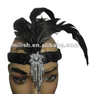 Party Carnival Halloween Accessories Glitter <strong>Hippies</strong> Feather the Great Gatsby <strong>Headband</strong> MPA-0111 - Product Image 3