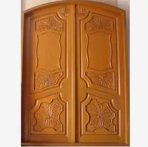 Modern teak wood natural texture carved design main door in India