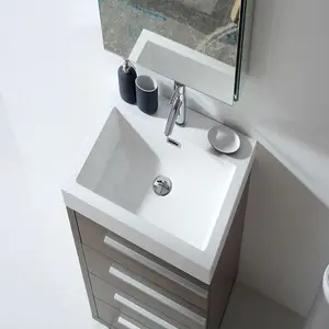 Tocador de baño profundo con lavabo, mueble con acabado de melamina de 12 pulgadas