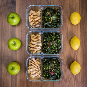 2-Compartment Glass Food Container with <strong>Snap</strong> Storage Jar for <strong>Kitchen</strong> Microwavable Use - Product Image 6