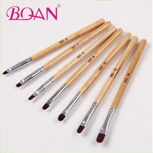 Boqian Eenvoudige En Duurzaam Houten Handvat 7 Stks/set Uv Gel Nail Brush Set