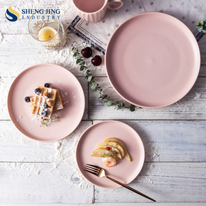 Factory Online Wholesale Flat Round Ceramic Pink Dinner <strong>Plate</strong> <strong>Mat</strong> - Product Image 2