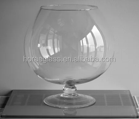 Vaso redondo transparente con forma de burbuja, jarrón de cristal con vástago, vidrio de SaleVases calientes con vástago