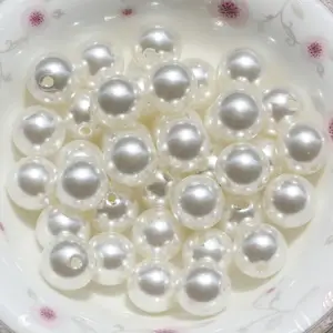 8mm 10mm Synthetic ABS <strong>Plastic</strong> Ivory Colored Pearl <strong>Beads</strong> Wholesaler - Product Image 1