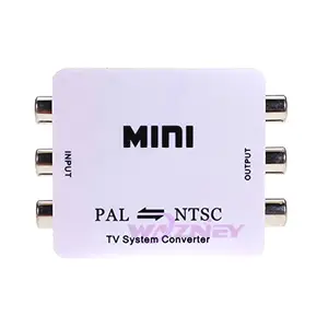 Mini PAL para NTSC para PAL adaptador bi-direcional Dual-Way 3 RCA TV System Converter formato de vídeo Composite Connection Box