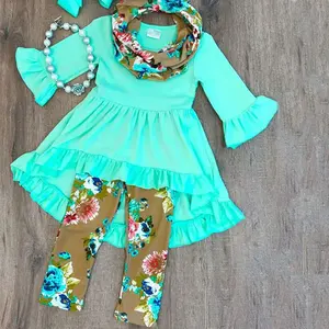 Beliebte Frühling Sommer Mädchen Boutique Kleidung Großhandel Kinder kleidung Baby Baumwolle Rüschen Outfits Mädchen Capri-Sets