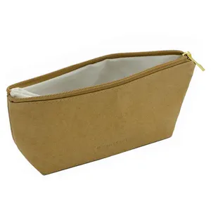 The durable and stylish and washable pencil bag made of kraft paper Coin Purse, Washed Kraft Clutch