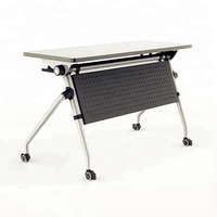 Table d'étude pliante, en acier inoxydable, avec panneau et roues modestes