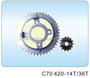 Suku cadang sepeda motor, Set pabrik sproket aksesori sepeda motor untuk HONDA C70 420-14T/36T