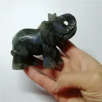 High quality labradorite Elephant hand Carved crystal Quartz Animal Elephant
