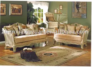 2015 living room furnitures American style antique fabric sofa carving wood sofa