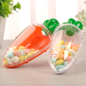 Fashion High Quality Wedding or Baby Shower Favors Carrots Shape Plastic Candy Packaging Box