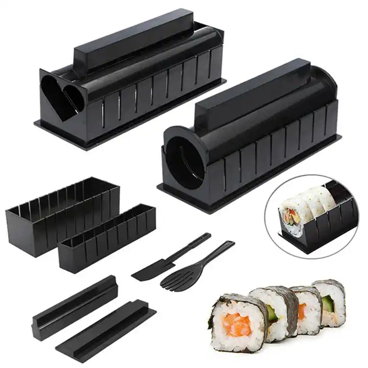 Kit de fabricación de sushi y maki, kit de fabricación de sushi de  bricolaje que incluye molde Maki de bambú y esparcidor de arroz, rodillo de  sushi