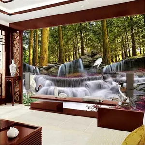 3d Ceiling Wallpaper Large Wall Painting Landscape Waterfall Forest Wall Mural Beautiful Rose Flower Wallpaper