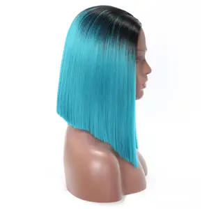 Ombre Farbe Spitze Front Perücke Beliebte gerade verworrene lockige Stil Afro synthetische Haar Perücke