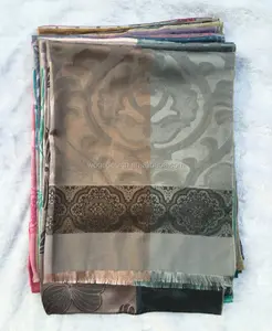 Fashion new stylish fuchsia women dubai style print paisley flower artificial silk scarf