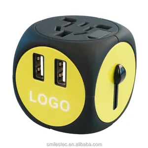 Cubic Travel Plug Adapter /International Outlet Converter With Double USB Power