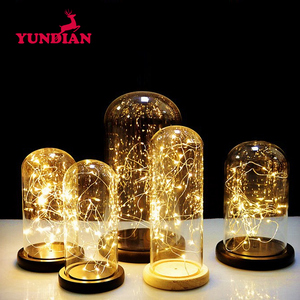 Cloche transparente en forme <span class=keywords><strong>de</strong></span> U, disponible en plusieurs tailles, 7 pièces, vente en gros, éclairage Led, Base en bois, décoration <span class=keywords><strong>de</strong></span> maison - Product Image 1