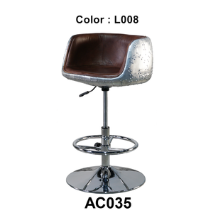 Tabouret haut, rotatif réglable en hauteur, <span class=keywords><strong>chaise</strong></span> <span class=keywords><strong>de</strong></span> <span class=keywords><strong>bar</strong></span>, style industriel, en feuille d'aluminium et cuir, pour cuisine, nouveauté - Product Image 3