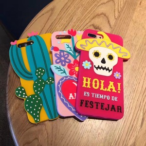 México estilo 3D silicona lindo esqueleto floral patrón <span class=keywords><strong>de</strong></span> flores caso del teléfono móvil para el iPhone x 8 7 6 6 Más - Product Image 3