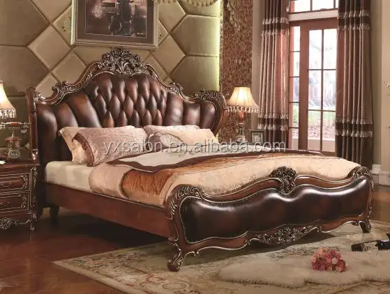 5 साल की वारंटी रॉयल Luxuary क्लासिक नक्काशीदार बेचा लकड़ी बेडरूम फर्नीचर (HB1-12)