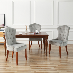 Americano tela <span class=keywords><strong>de</strong></span> comedor <span class=keywords><strong>de</strong></span> madera maciza Europea hotel bolso suave ocio retro Silla <span class=keywords><strong>de</strong></span> comedor - Product Image 4